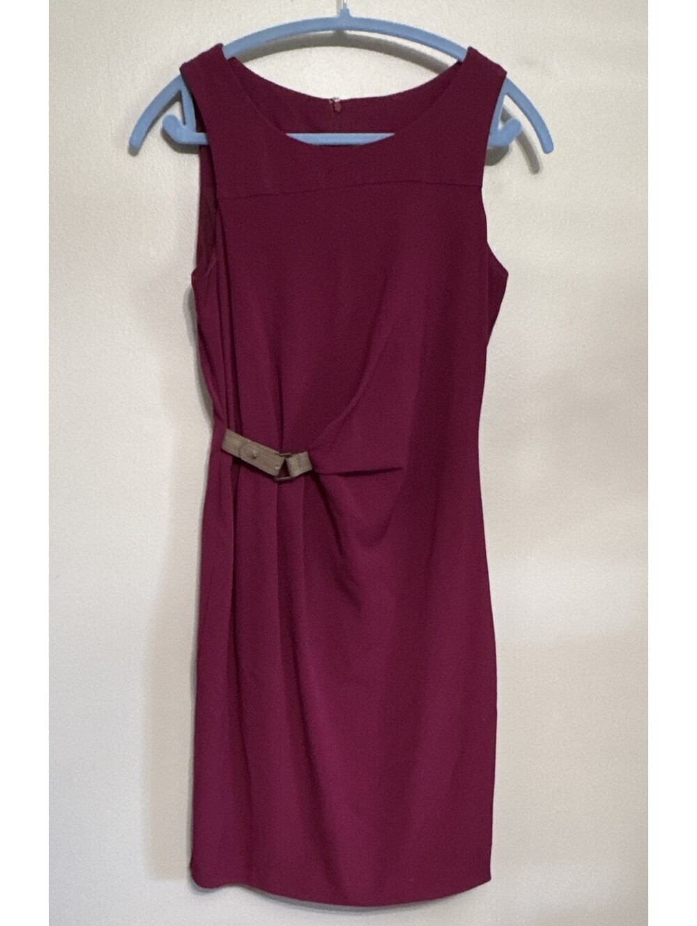 Worthington Women's Burgundy Sheath Dress Size 4 Sleeveless with Belt